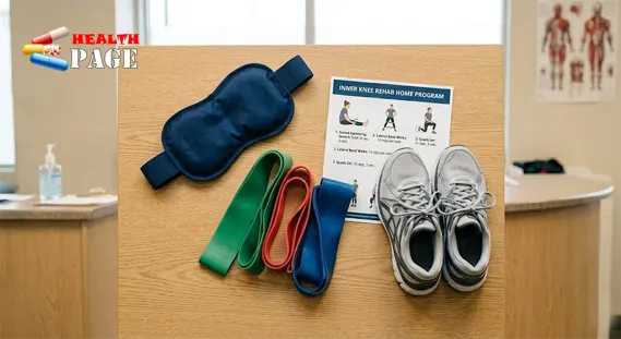 Ice pack resistance band shoes and rehab sheet for pes anserine bursitis home treatment