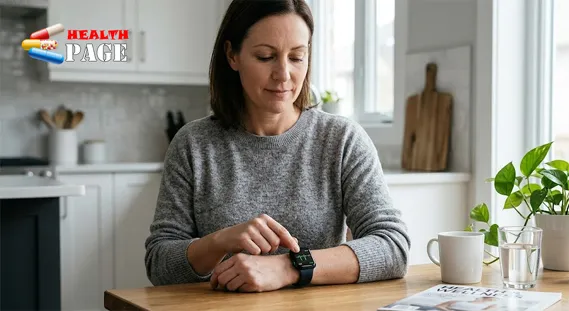 Person taking ECG on Apple Watch correctly while seated at table