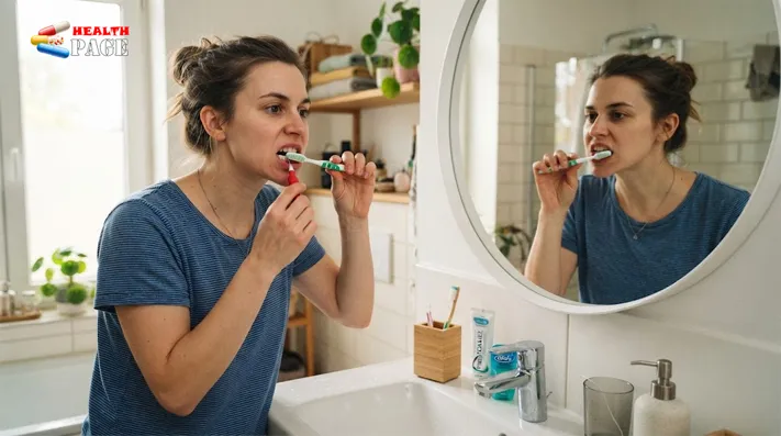 Person brushing teeth and cleaning between teeth to prevent gum disease