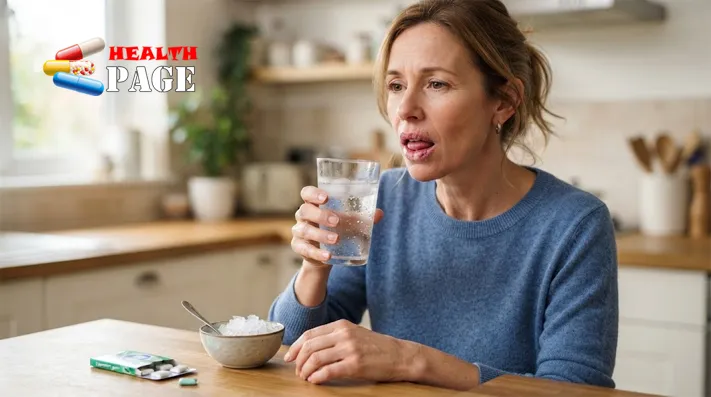 Person using water, ice chips, and sugar-free gum for dry mouth relief
