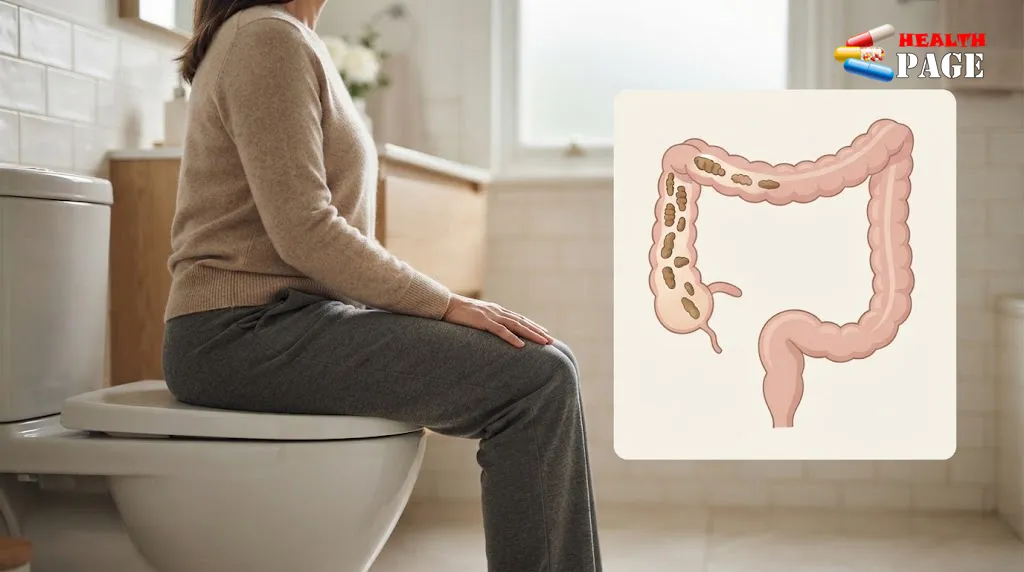 Hard stool followed by softer stool illustrated with a digestive tract visual