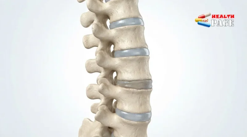 Lumbar spine showing a degenerative intervertebral disc with reduced disc height