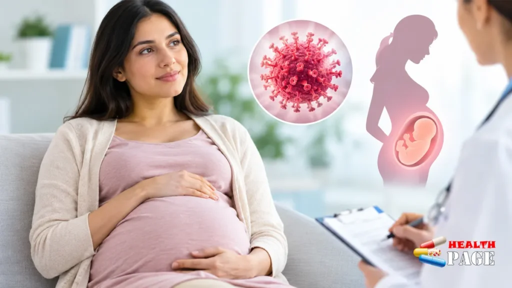 Pregnant woman consulting a healthcare professional about rubella infection and risks to her baby